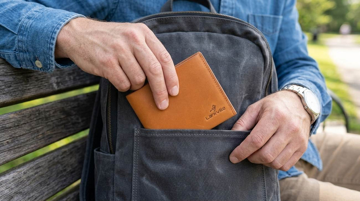 Caring for a full grain leather bifold wallet with a dry cloth
