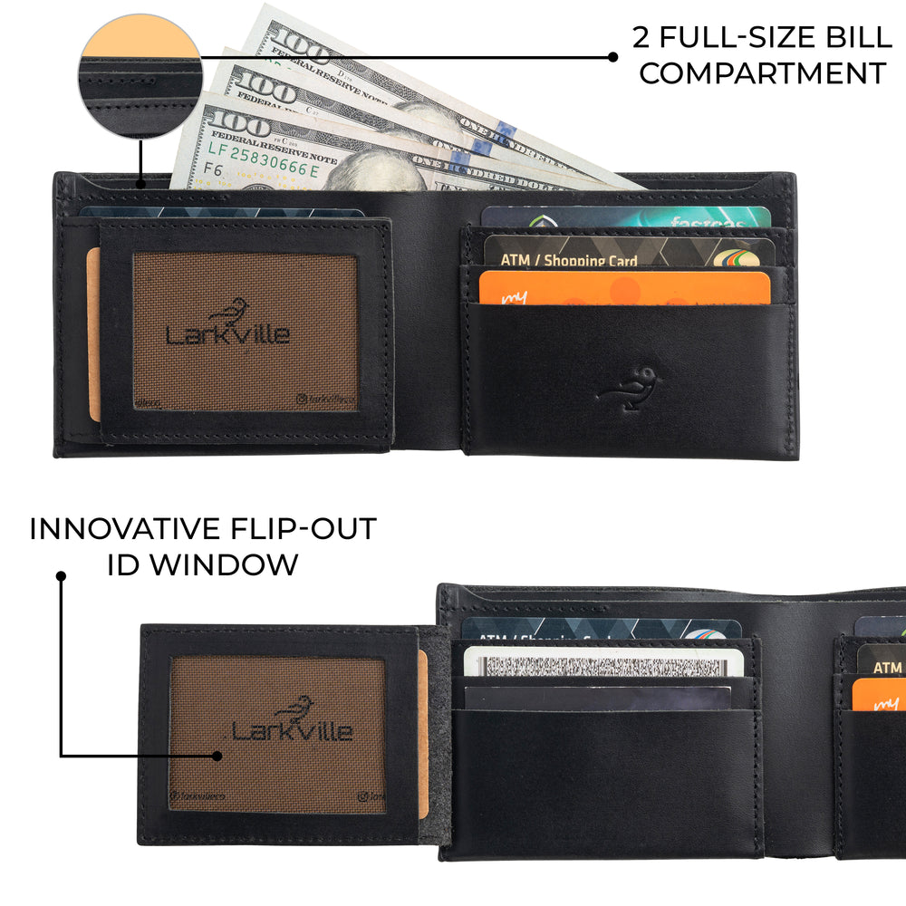 Heritage Bifold full grain leather wallet in Black, photo 3