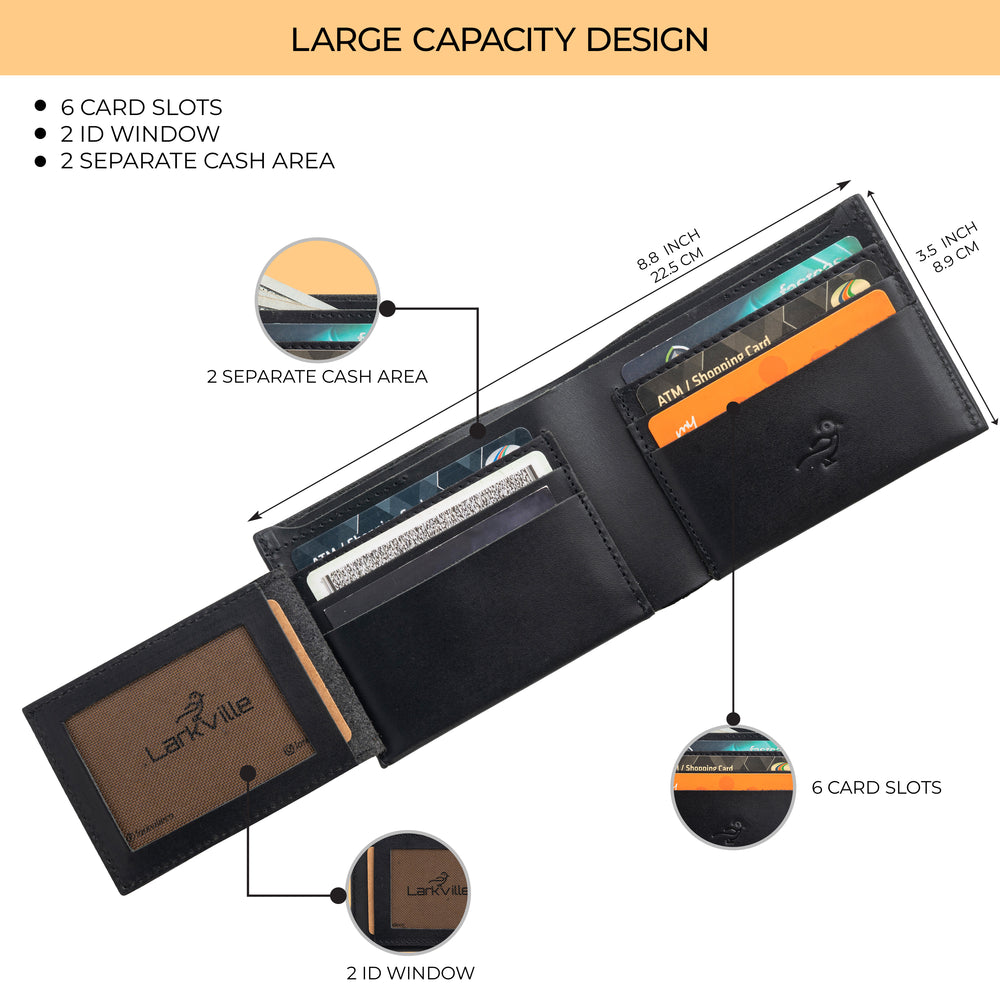 Heritage Bifold full grain leather wallet in Black, photo 4