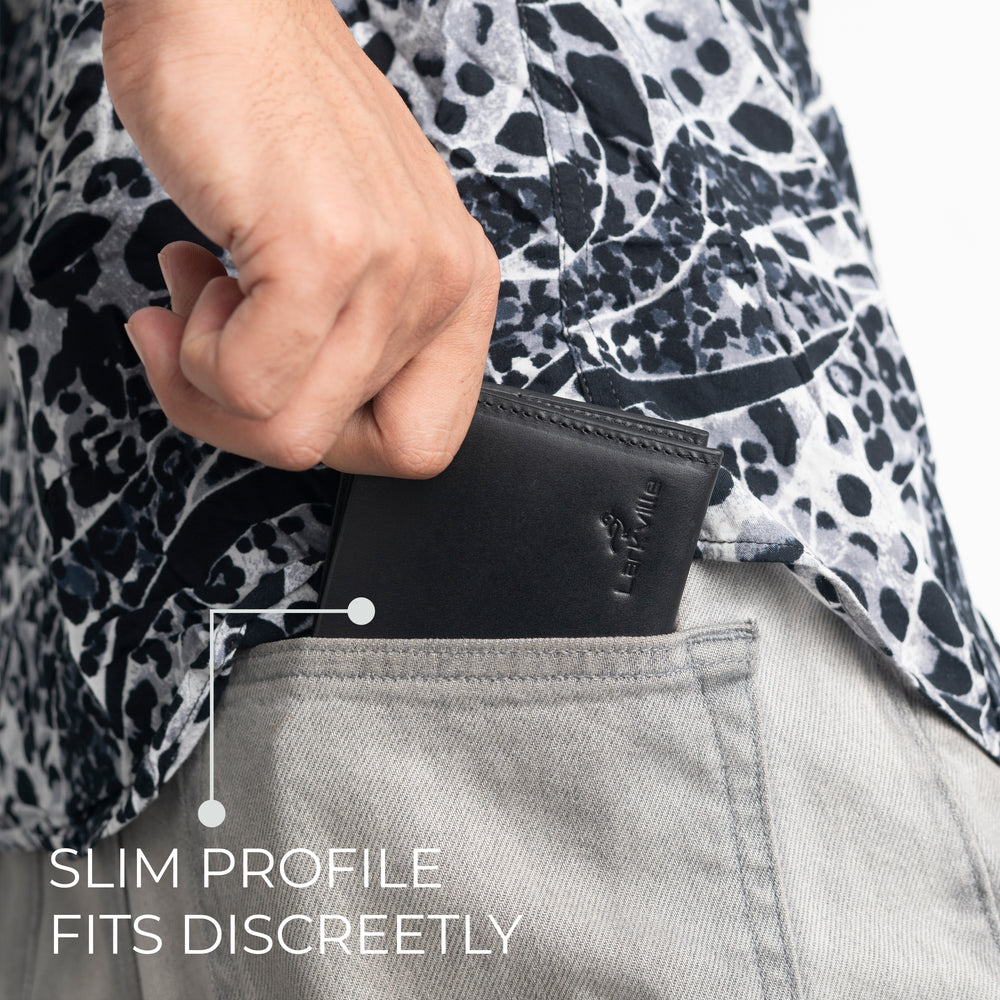 Heritage Bifold full grain leather wallet in Black, photo 8