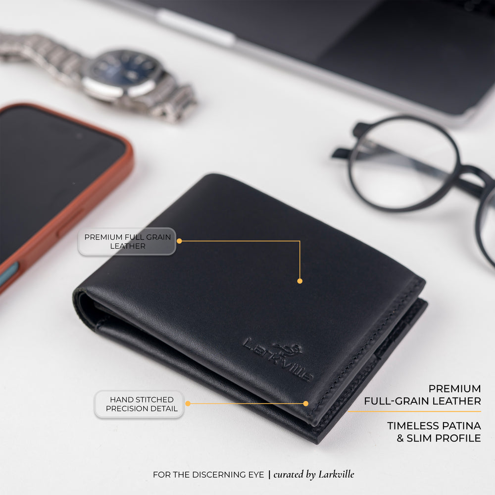 Heritage Bifold full grain leather wallet in Black, photo 10