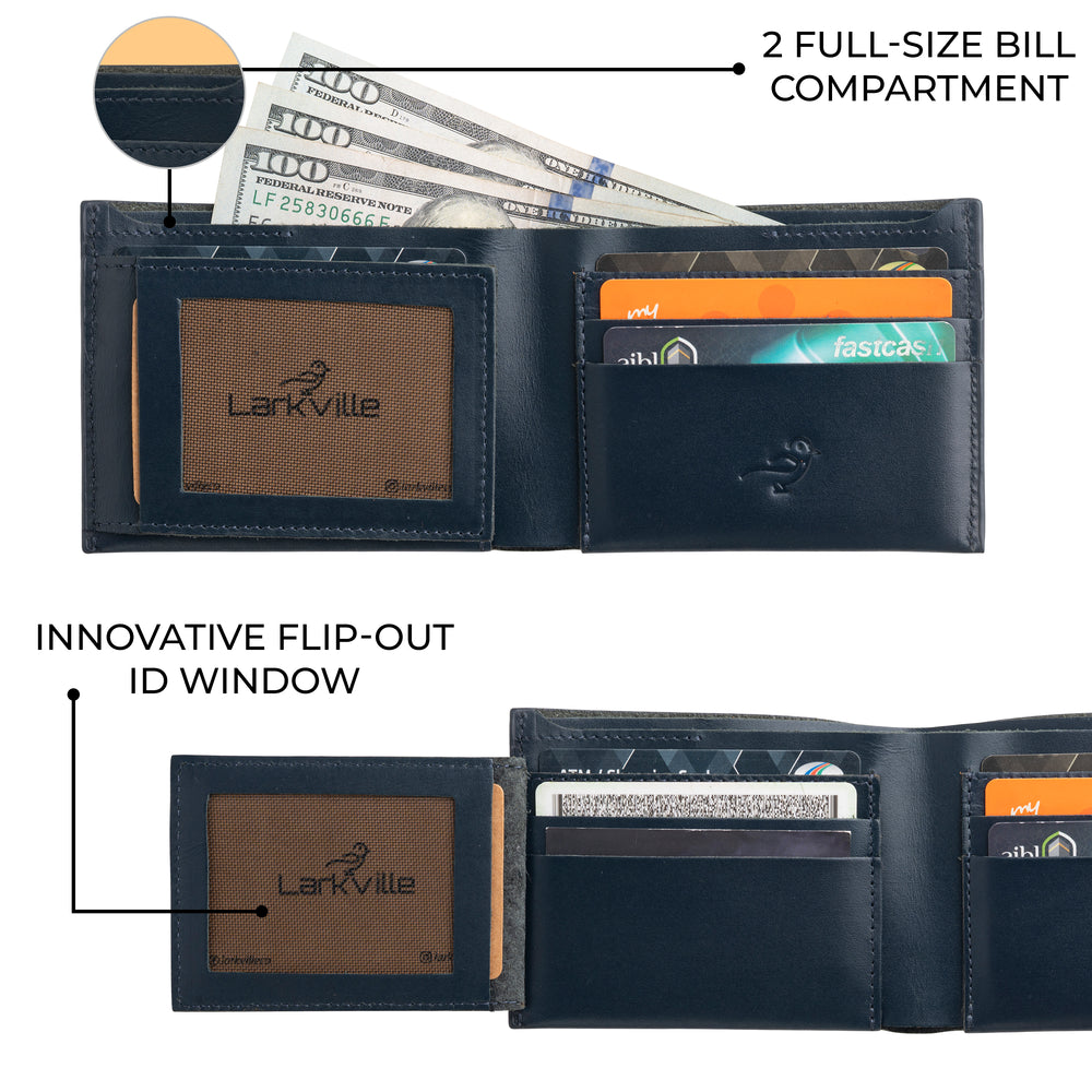 Heritage Bifold full grain leather wallet in Navy, photo 2