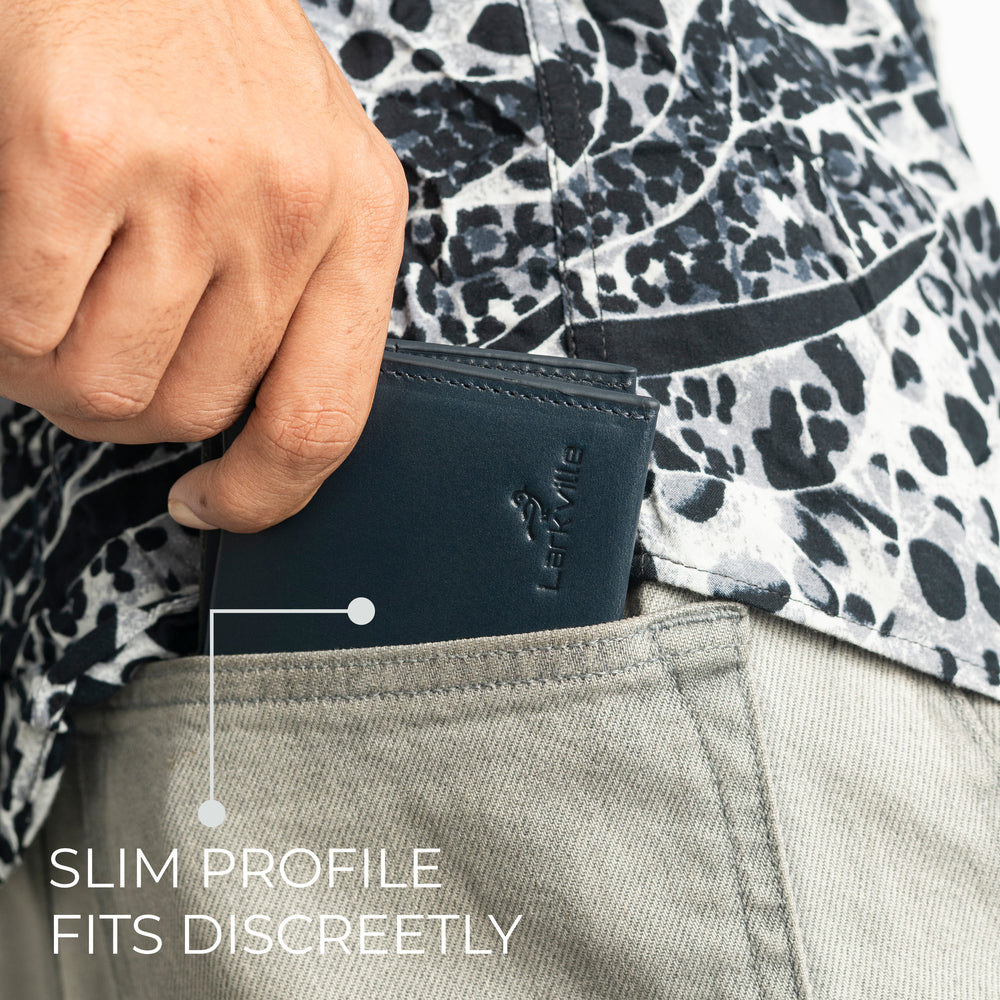 Heritage Bifold full grain leather wallet in Navy, photo 10