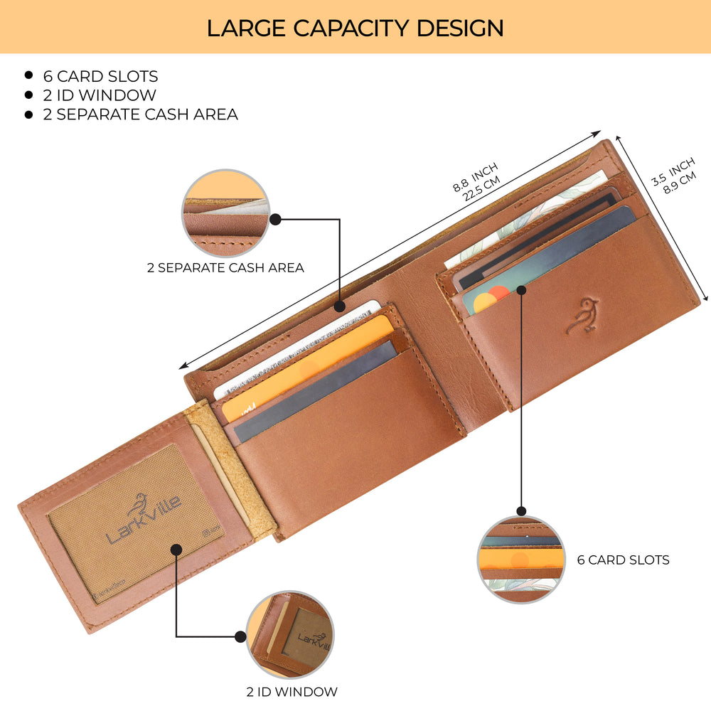 Heritage Bifold full grain leather wallet in Brown, photo 5