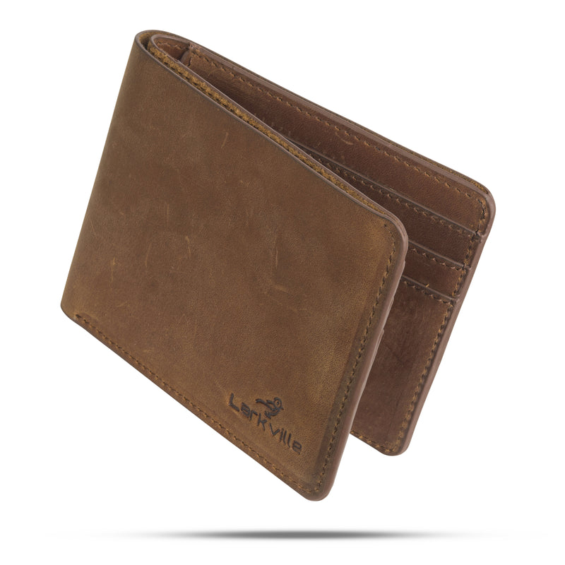 Wayfarer full grain crazy horse leather bifold wallet for men