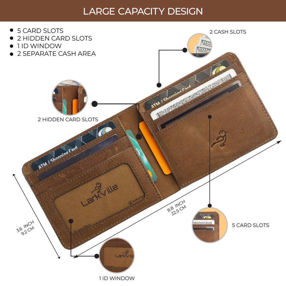 Wayfarer crazy horse leather bifold wallet, photo 4